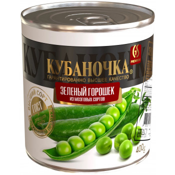 Горошек зеленый 400гр (КУБАНОЧКА)