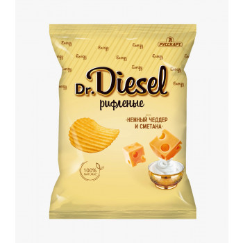 Чипсы из натурального картофеля Dr. Diesel Нежный Чеддер и Сметана 120г 