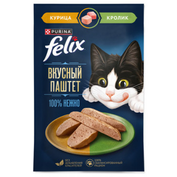 Корм д/к пауч Felix  75г Паштет Курица-Кролик