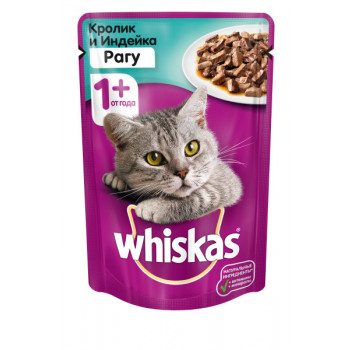 Корм для кошек Whiskas рагу с кроликом и индейкой, 85г