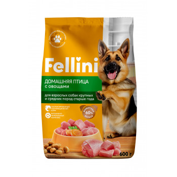 Корм для собак (Fellini) Домашняя птица с овощами 600г