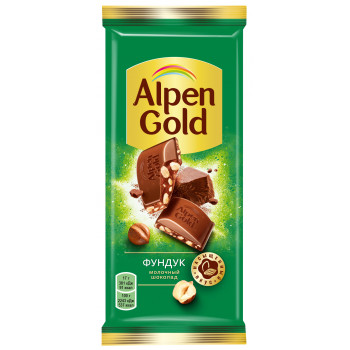 Шоколад Alpen Gold молочный с дроблёным фундуком, 80г