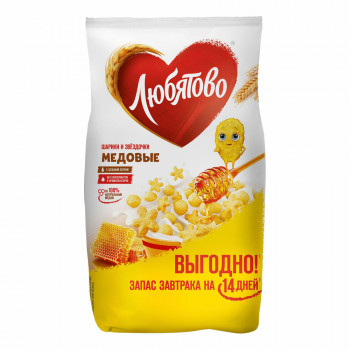 Готовые  завтраки Медовые шарики и звездочки Любятово 420 г.