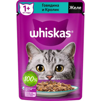 Кош. Корм (Whiskas) Желе с Говядиной и Кроликом 75г