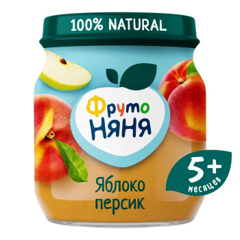 ФрутоНяня Пюре 100г.  Яблоко-Персик Стекло