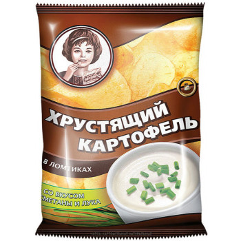 Чипсы Хрустящий картофель со вкусом сметаны и лука, 70г