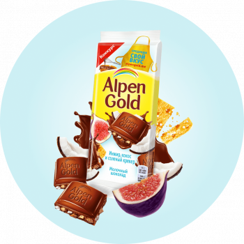 Шоколад Alpen Gold Инжир и кокос, 80г