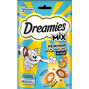Лакомство д/кошек (Dreamies) Нежный Лосось и Сыр 60г
