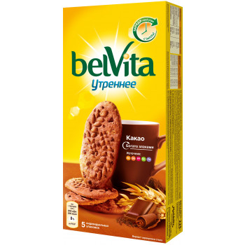Печенье Belvita Утреннее витаминизированное с какао, 225 г