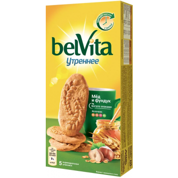 Печенье Belvita Утреннее витаминизированное с фундуком и медом, 225 г