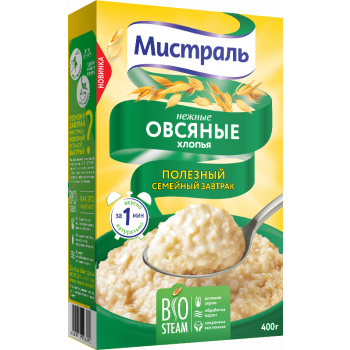 Хлопья Овсяные Нежные 400г (МИСТРАЛЬ)