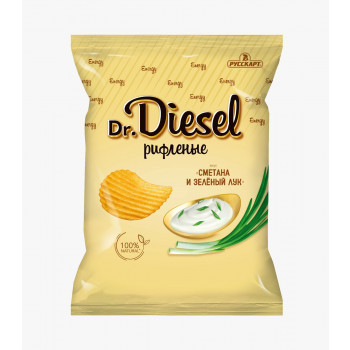 Чипсы из натурального картофеля Dr. Diesel Сметана и Зелёный Лук 120г